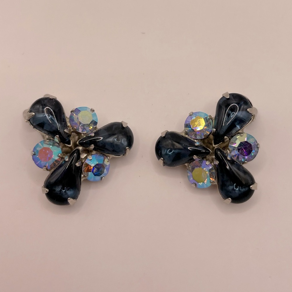 ALBERT WEISS Vintage Crystal Brooch and Clip-On Earring Set SIGNED - Picture 10 of 14